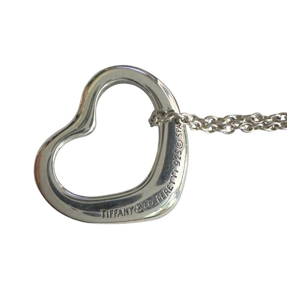 Tiffany & Co Elsa Peretti Open Heart Necklace in Sterling Silver with Dust Bag & - Picture 3 of 14